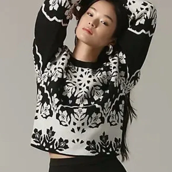 Anthropologie Maeve Crop Crew Neck Sweater